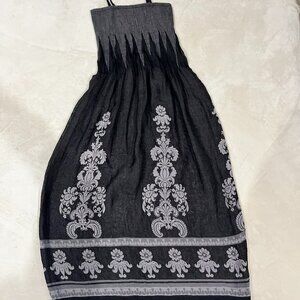 LAPIS GREY BLACK SHIMMER STRAPLESS DRESS STRETCH TOP GOTH BOHO